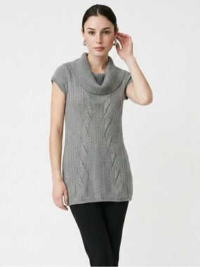 EXPRESS | Tunic Sweater Dress Gray Cable Small